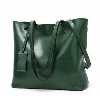 Bolso de cuero simple con doble hombro para mujer, bolso de hombro para mujer, bolso de mensajero, bolso de compras (color: verde) - details 1