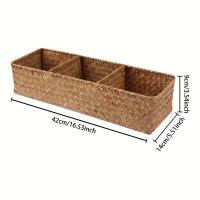 Cesta De Almacenamiento De Sisal 3 Compartimentos Caja De Almacenamiento Para Baño Organización De Papel Higiénico - details 0