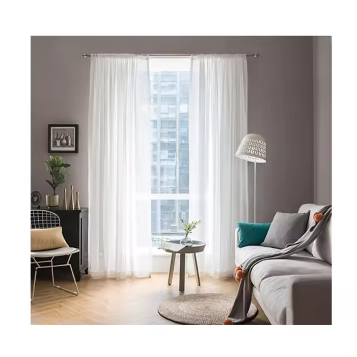 Cortinas Poliéster Translúcida de marca Miulee, Fresca Transparente Salon Ventana Visillo Moderno para Sala Cuarto Dormitorio Habitación Comedor Cocina Salón Sala de Estqr 2 Unidades 140 ( ancho ) x 225 ( alto ) cm. Blanco - 1