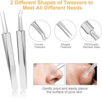 Kit Profesional De 9 Piezas Para Eliminar Quistes Y Puntos Negros Con Pinzas De Acero Inoxidable Y Estuche De Viaje Para Extractor De Acné Para Rostro Y Nariz - details 4