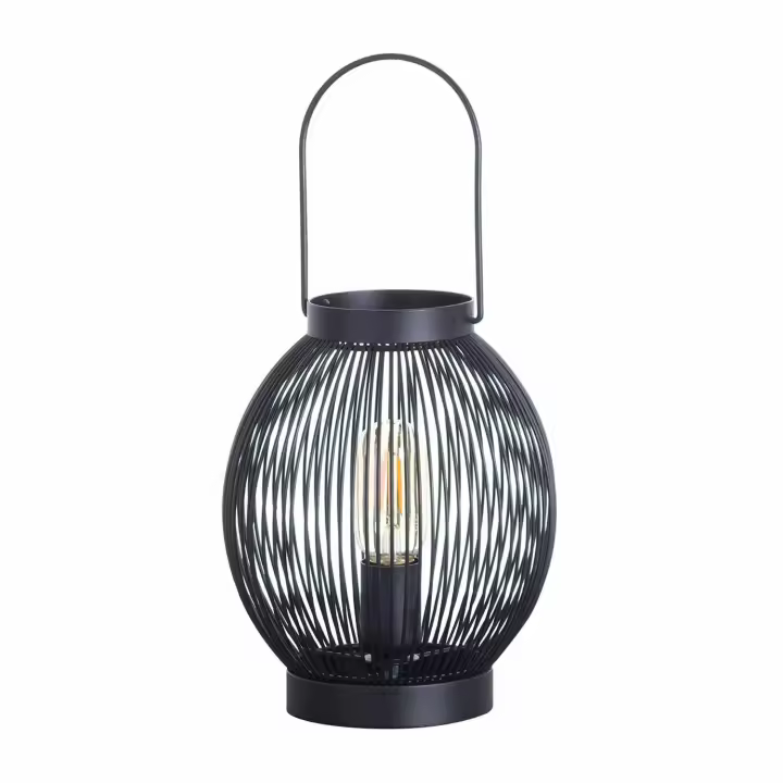 Lámpara de Mesa Industrial Moderna Negra con Tulipa Redonda | O91 Modelo Kai | Lámpara de Sobremesa de Interior para Salón, Comedor, Dormitorio... | 20x20x24,5cm - 1