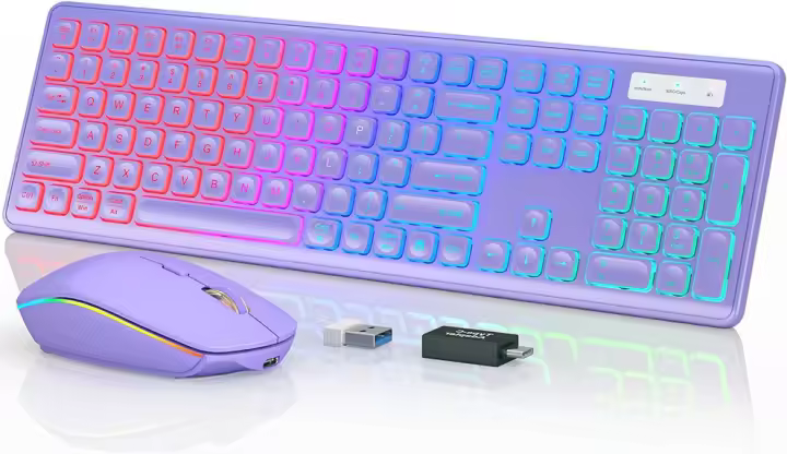 Teclado Y Ratón Inalámbricos Con Iluminación Retroiluminada Recargable JOMAA Set De Teclado Completo De 108 Teclas Y Ratón Para Desktop Laptop Tablet - 1