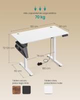 Escritorio Eléctrico Regulable en Altura con 4 Alturas de Memoria, Bolsillo de Almacenamiento, Ideal para Oficina en Casa o Estudio, Blanco, Marrón, Negro, 60x120x72-120 cm - details 5