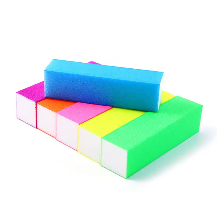 6pcs Bloques De Lijado De Uñas Fluorescentes 4 Cara EVA Herramientas De Arte De Uñas Para Pulido Y Modelado Profesional - 1