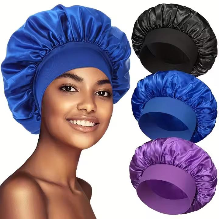 1pc Gorro De Dormir De Satén Suave Con Lona Protección Para Pelo Rizado Capa De Envoltura Para Cabello Estilo Beanie Adecuado Para Hombres Y Mujeres - 1
