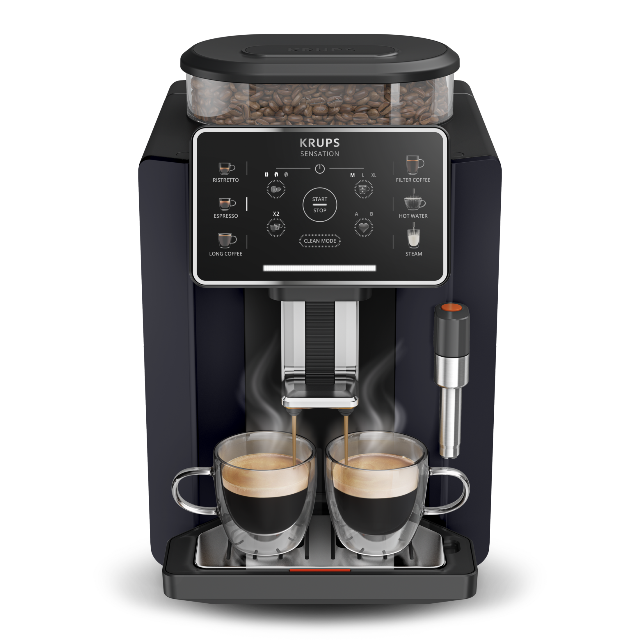 Krups Sensation C50, Cafetera completamente automática, Fácil uso, Fácil mantenimiento, Alertas lumínicas, Cómoda limpieza, Ajustes personalizables, EA910B10