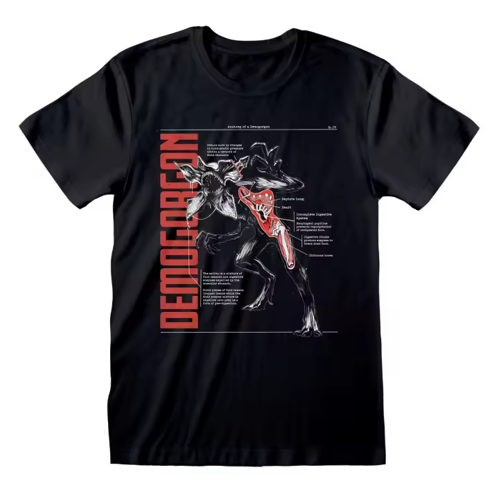Camiseta de Manga Corta Stranger Things Anatomy of a Demogorgan Negro Unisex - 1