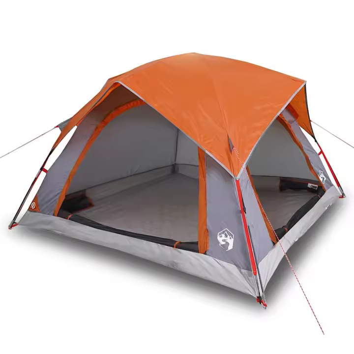 vidaXL Tienda de campaña para 4 personas impermeable gris y naranja - 1