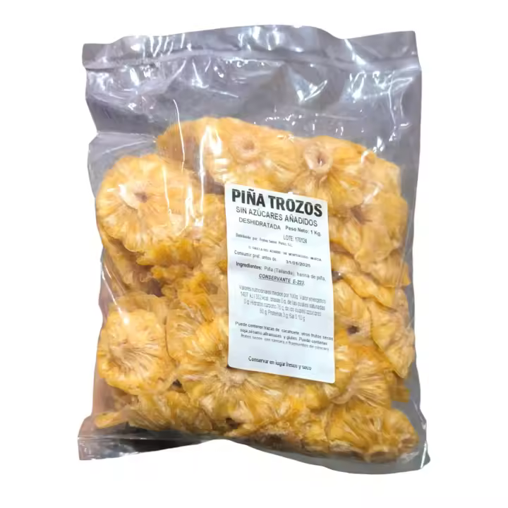 Piña Deshidratada Trozos Sin Azucar añadida 1 Kg - Pelluz - 1