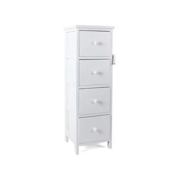 G Cajonera Blanca de Madera con 4 Cajones 25x25x78cm /30x20x67cm- Versátil y Funcional - 1