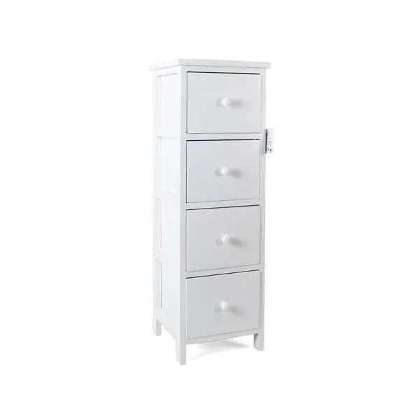 G Cajonera Blanca de Madera con 4 Cajones 25x25x78cm /30x20x67cm- Versátil y Funcional - 1