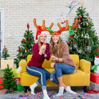 Juego De 2 Conjuntos De Cuernos Inflables De Reindeer Con 8 Anillos Para Juegos De Lanzamiento De Anillos Material PVC Adecuado Para Adolescentes Y Adultos - details 0