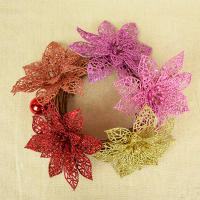 Decoración De Navidad Rosa Artificial Brillante 5/10pcs Flores Para Wreath Accesorios De Colores Adornos Para El Hogar DIY Noel - details 8