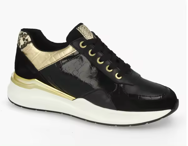 Zapatillas Casual piel negro y oro - 1