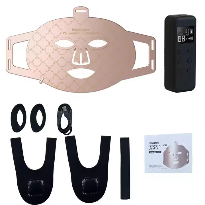 Máscara De Luz Roja Infrarroja LED 8 Colores Para Rejuvenecimiento De Piel Facial 850nm Terapia De Luz Roja Fotón Máscara USB Recargable Resina IPX7 - 1