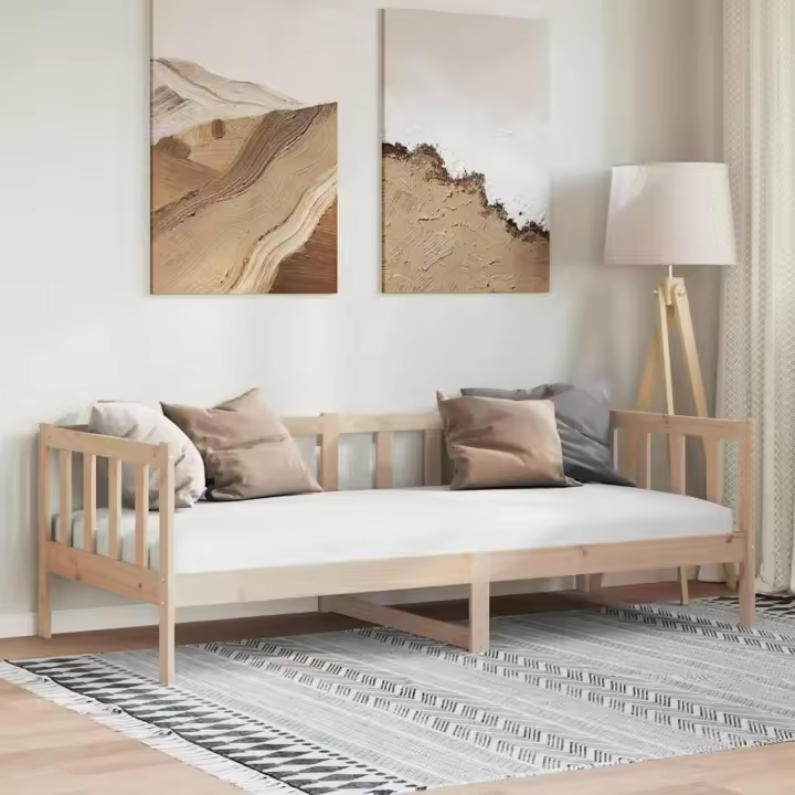 Sofá cama sin colchón madera maciza de pino 90x200 cm - 1