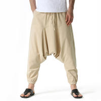 Pantalones Harem De Algodón Y Lino Para Hombre Pantalones Casuales Oversize Joggers Anchos Para Yoga Estilo Hip Hop - details 9
