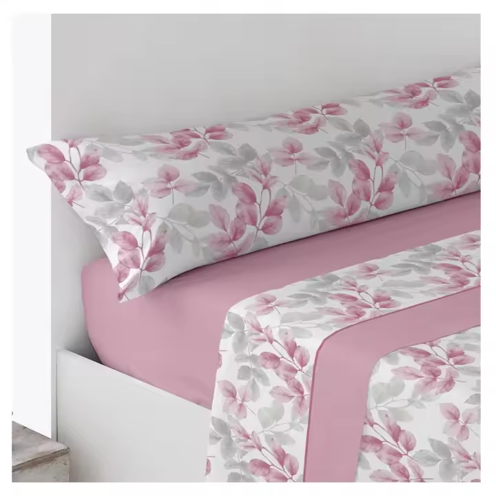 Acomoda Textil – Juego Sábanas Microfibra con Bajera Ajustable, Encimera y Funda Almohada para Cama Individual y Matrimonio. Sábanas Verano-Invierno Cómodas y Transpirables. (Tauste Rosa, Cama 90 cm) - 1