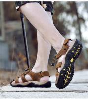 Sandalias De Verano Para Hombre En Cuero Genuino Zapatos Casuales Para Exterior Sandalias De Cuero Para Playa Zapatos Romanos Talla Grande 38-48 - details 1