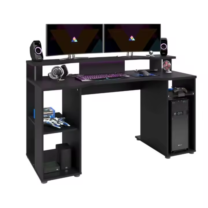 Mesa Gaming LEVEL con Luz Led y color negro con diseño de 90x150x60 - 1