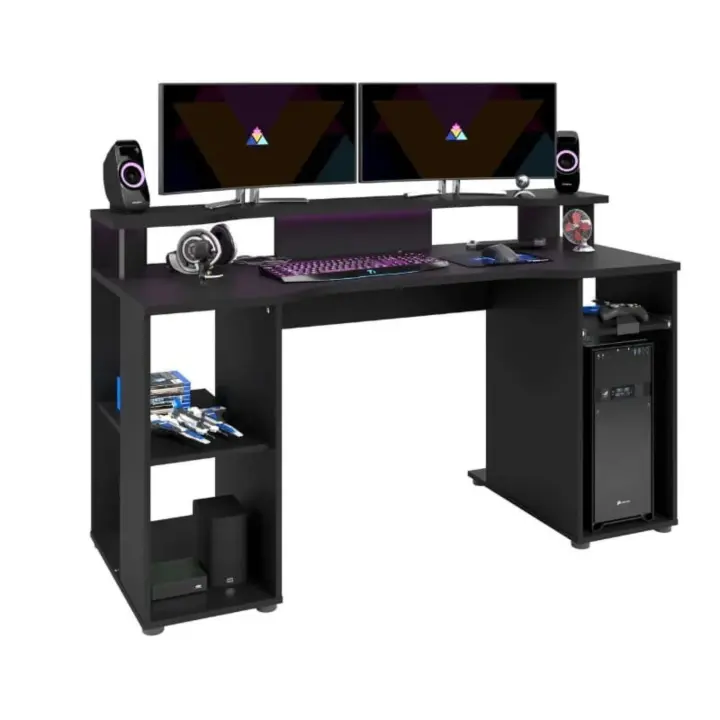 Mesa Gaming LEVEL con Luz Led y color negro con diseño de 90x150x60 - 1