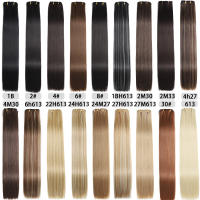 Extensiones De Cabello Sintético Longitud 24 Pulgadas Color Platinado Y Negro 16 Clips 6 Piezas Rastros Resistente Al Calor Para Mujeres - details 1