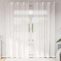 vidaXL Cortinas de gasa con ojales 2 uds negro140x225 cm en color Negro/Blanco/Tuquesa y más | protección solar decorativa para ventanas hogar oficina dormitorio fácil de instalar - details 1