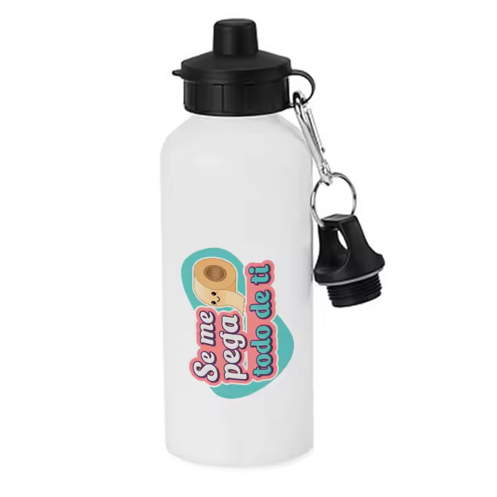 MERCHANDMANIA Bidón deportivo 600 ml acero inoxidable con chupón frase graciosa amistad amigos chiste novios botella escolar deporte bicicleta - 1
