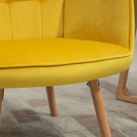Sillón Cecodadi Sillón orejero con reposabrazos, tapizado, moderno, Tecnológico, experiencia inteligente, Estructura de Madera Chaise longue tapizada Efecto terciario, chaise longue de salón, dormitorio, Amarillo - details 2