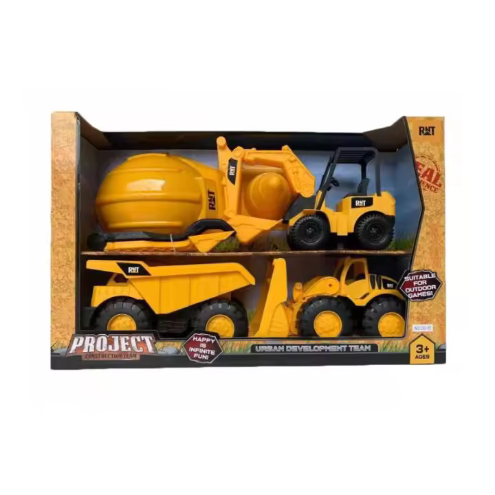PACK 3 VEHICULOS CONSTRUCCION CON CASCO GRANDE DE PANRITOS - 1