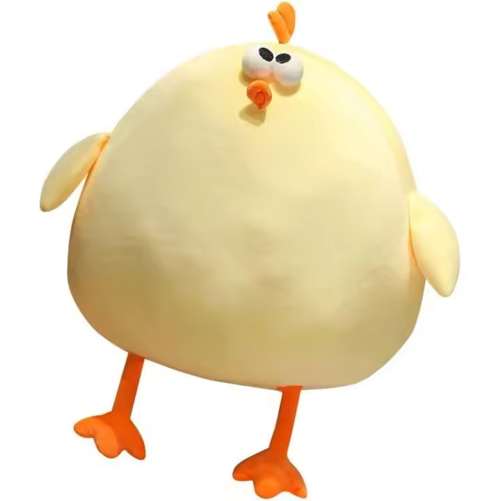 Almohada de peluche de pollo gordo y divertido de 17,7", muñeca de gallina madre de simulación súper suave, linda almohada de pollo de peluche, almohada de cuello de peluche de pollo, amarillo elegante - 1