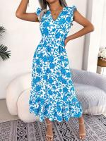 Vestido Largo Elegante De Mujer Con Estampado Floral Y Neck V Sin Mangas Para Primavera Verano Venta Al Por Menor Y Mayor - details 15