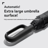 Paraguas Automático Resistente Al Viento Con 12 Costillas Y Mango Protección UV Plegable Para Viajes Sombrilla Solar Y De Lluvia Para Adultos - details 4