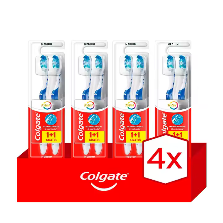 Pack 4 unidades. Cepillo de Dientes Colgate Total limpieza completa, medio 2uds - 1
