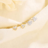 Pendientes De Estilo Helix Con Corazón Para Mujer Aretes De Cúbicos Zirconia Hipoalergénicos Color Plata Joyería Regalo Para Niñas - details 3