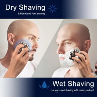 Afeitadora Eléctrica 5 En 1 Para Hombres Afeitadora De Cabeza Lisa Con Pelacabelos Trimmer De Barba Máquina De Afeitar Recargable Rotatoria Universal 100-240V - details 3