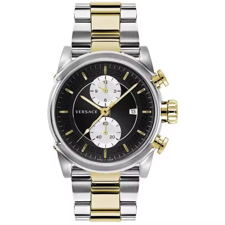 Reloj Versace VEV400519 Acero Inoxidable correa color: Bicolor Dial Negro Cronógrafo Hombre - 1
