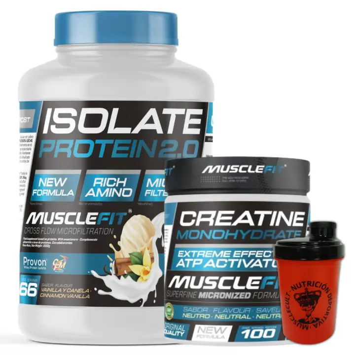Pack Proteina ISO 2000g + Creatina 300g + Shaker (regalo)  - Musclefit  MuscleCult  Aumento Muscular - 1