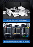 Organizador De Maletero De Coche SEAMETAL Bolsa De Almacenamiento Para Asiento Trasero Con Gancho Y Enchufe PU Resistente Al Desgaste Para SUV/MPV/Truck Negro Con 4 Bolsillos Y Soporte Para Paraguas - details 5