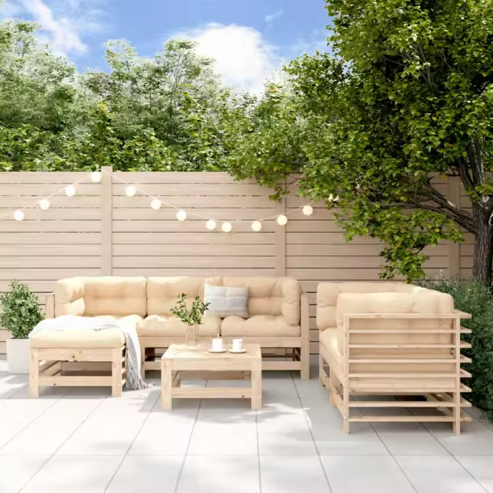 vidaXL Juego de muebles de jardín 7 piezas madera maciza de pino - 1