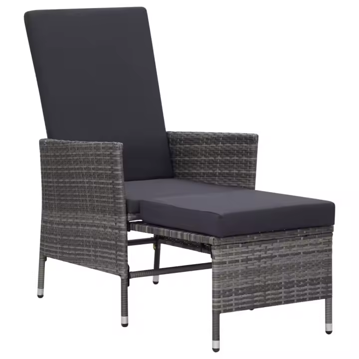 Sillón reclinable de Jardín con almohadas sintético Gris - 1