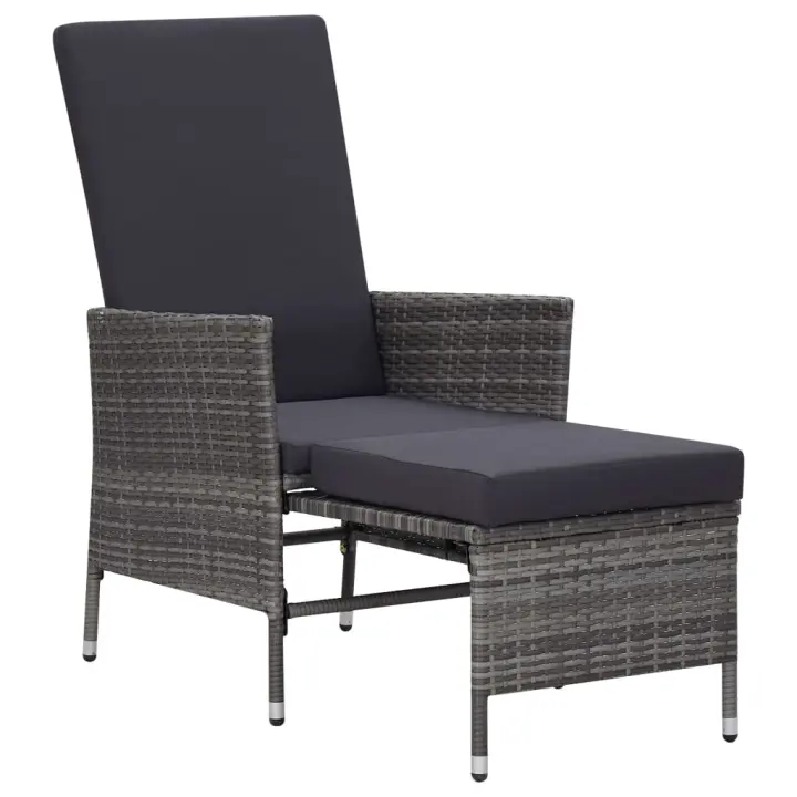 Sillón reclinable de Jardín con almohadas sintético Gris - 1
