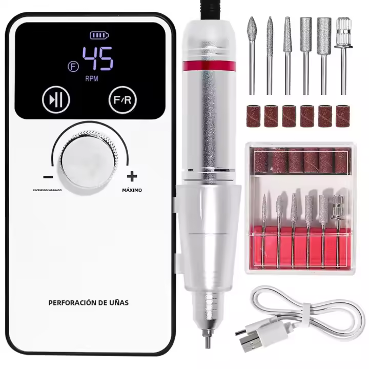 Nueva Máquina De Uñas Eléctrica Profesional 45000RPM Recargable Accesorios Para Uñas Secador De Uñas Gel De Pólen Bajo Ruido - 1