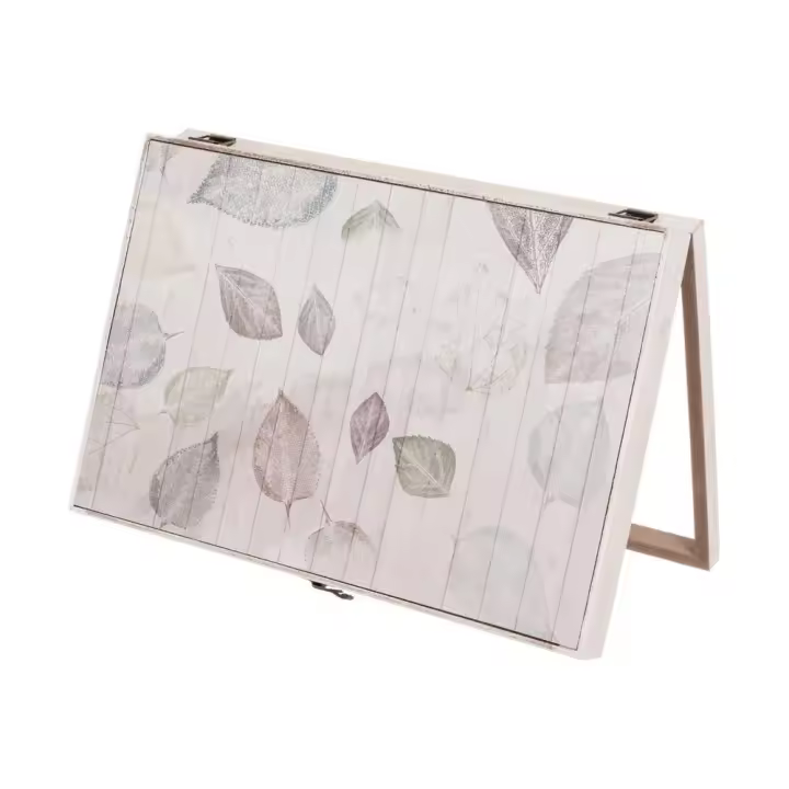 Dcasa - Tapa contador luz o cuadro eléctrico de hojas de madera MDF blanco y verde de 46x6x32 cm - 1