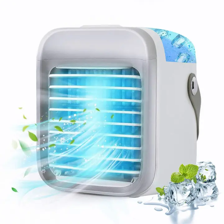 Humidificador Recargable Aire Acondicionado Portátil 4 En 1, Mini Enfriador De Aire De 3 Etapas, 7 Colores LED, Adecuado para Dormitorio, Oficina Y Camping - 1