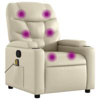 vidaXL Sillón de masaje reclinable cuero sintético Negro, Crema, Marrón Sillon Dormitorio Sillon Comodos Silla Relax Sillón Sofá - details 3