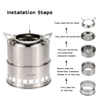 Estufa De Camping Lixada De Acero Inoxidable Para Leña Y Alcohol Estufa De Cocina Al Aire Libre Para Picnics BBQ Viajes Sin Ventilador - details 4