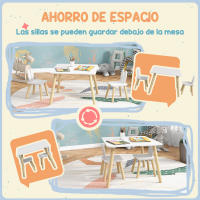 AIYAPLAY Juego de Mesa y 2 Sillas Infantiles Mesa Infantil con Sillas Respaldos con Orejas de Conejo Mesa Infantil para Guardería Sala de Juegos Blanco - details 5