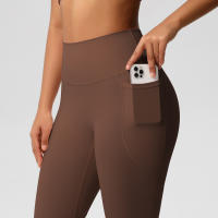 Mallas de beltada Alta para Mujer, pantalones de Yoga, Mallas con bolsillos, Push Up, ropa Deportiva para correr, pantalones de Color sólido - details 5
