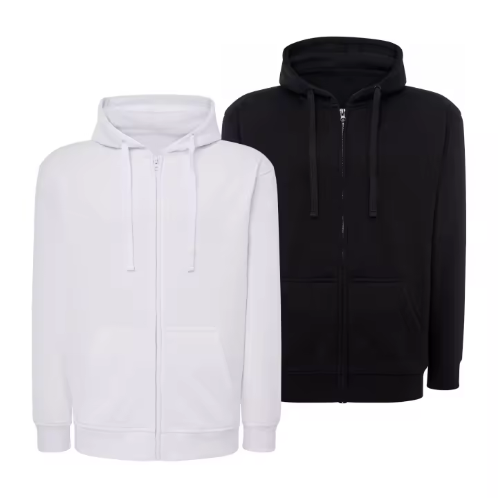Pack de 2 Full-Zip Hoodie Sudadera con Capucha y Cremallera para Hombre - Alta Calidad - Color Blanco y Negro - Marca SO Wear Siempre Original - 1